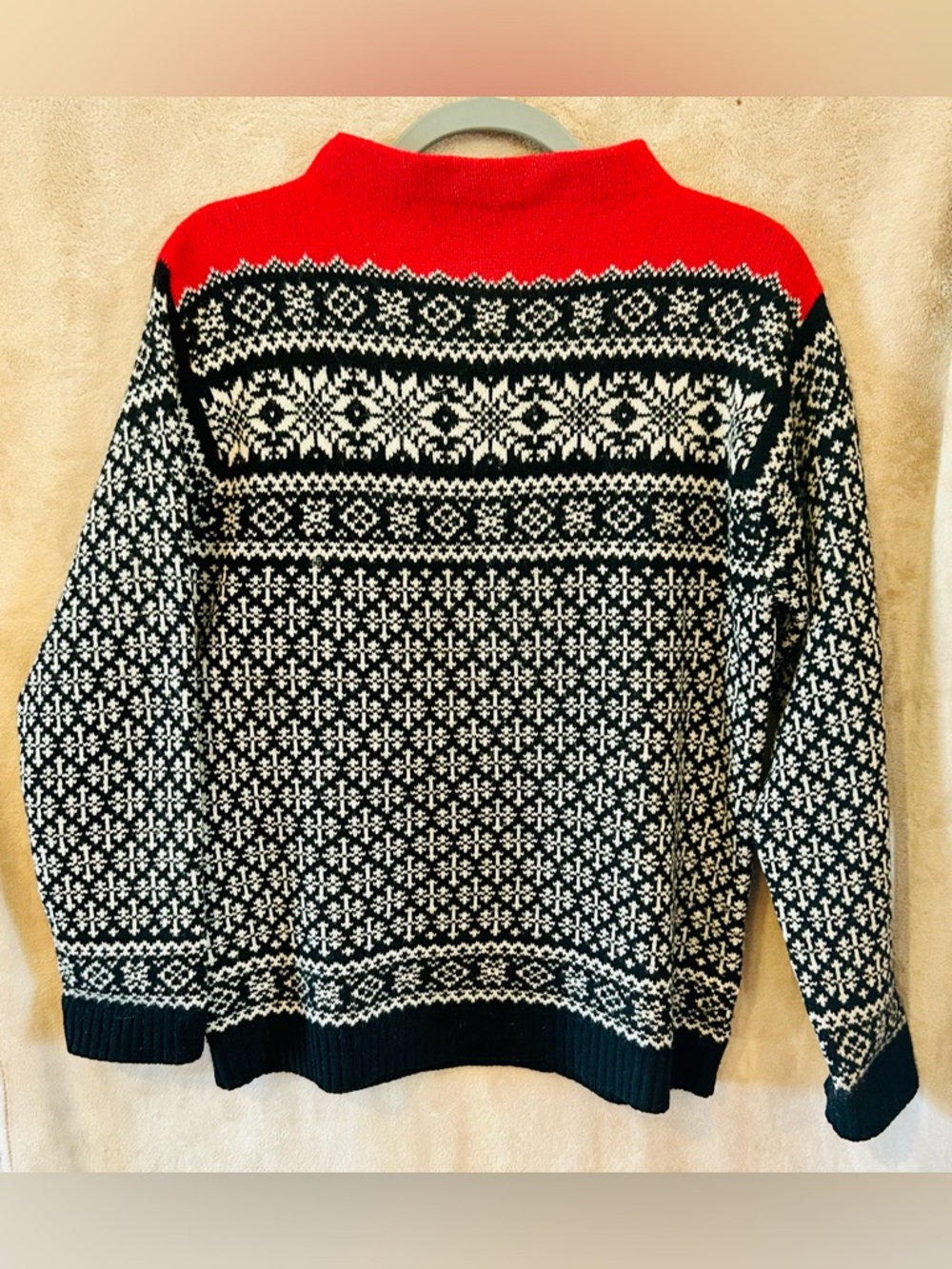 Vintage Jones New York Sport Fair Isle LambsWool Sweater Nordic Red Black S